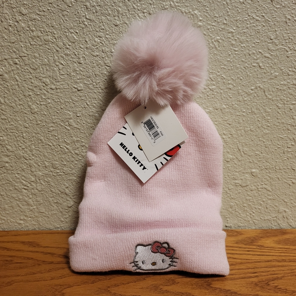NWT Hello Kitty 2 Pack Pink & Off White Knit Beanies